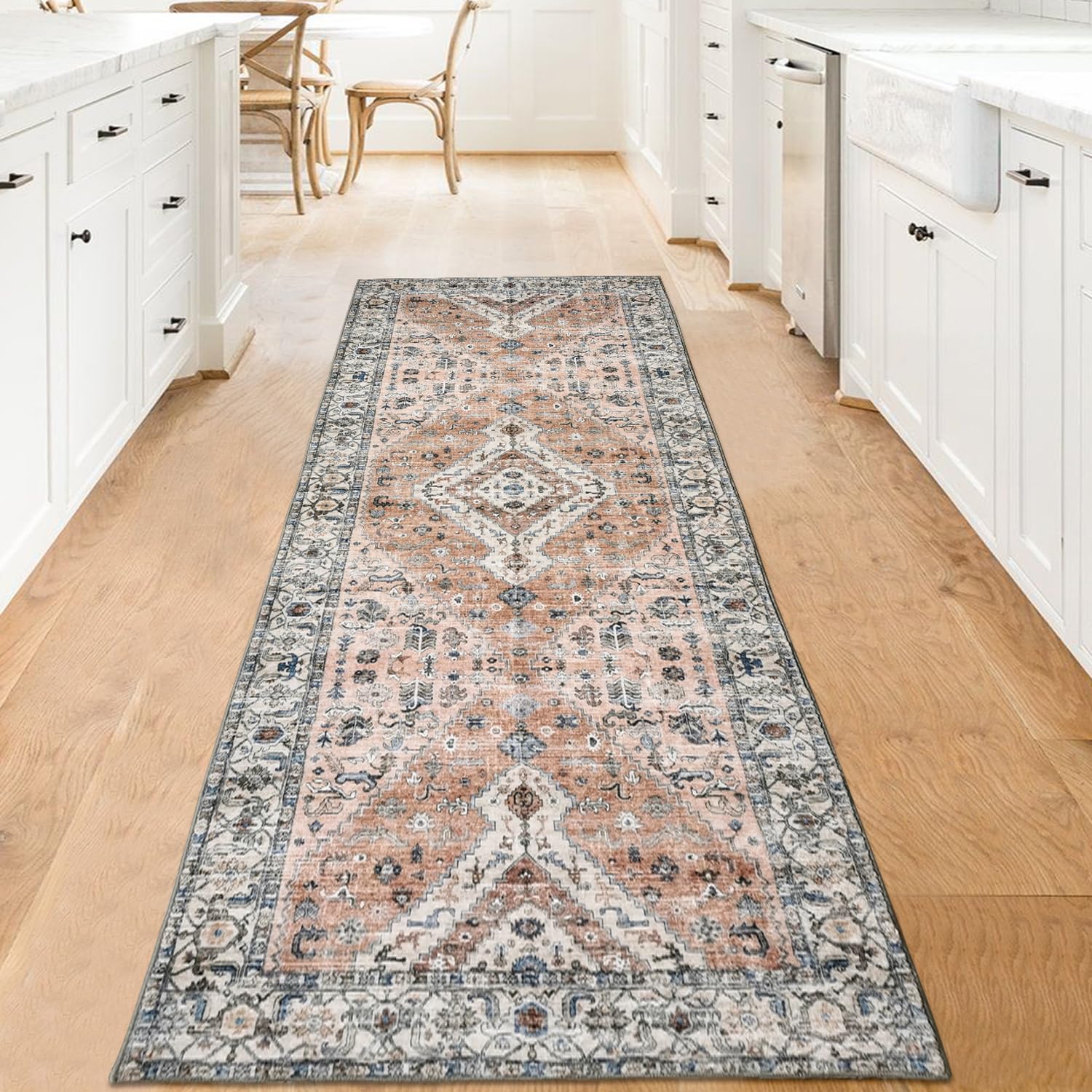 Aopota Runner Rug Non Slip Distressed Faux Wool Runners for Hallways Washable Rugs for Living Room Bedroom Kitchen Laundry Room