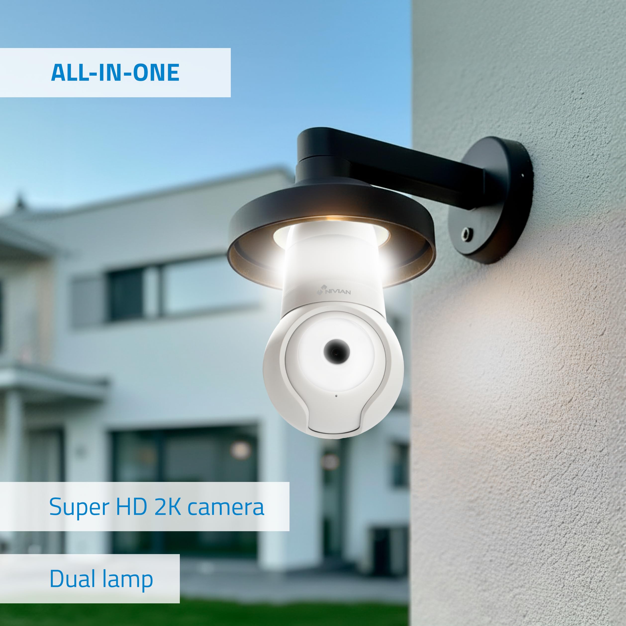 NIVIAN Cámara de vigilancia WiFi Tipo Bombilla E27 2K- Movimiento 360º con Audio, luz, Reconocimiento y Seguimiento de Humanos-Visión Nocturna, Compatible con Alexa, Google Home, Tuya App