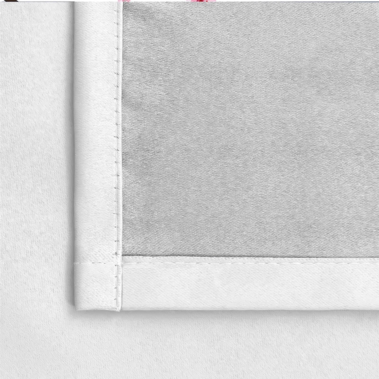Rideau Anniversaire, Rideau Chambre Rose Noir Blanc Polyester Branches de Cerisier 152L x 244H CM Lot de 2