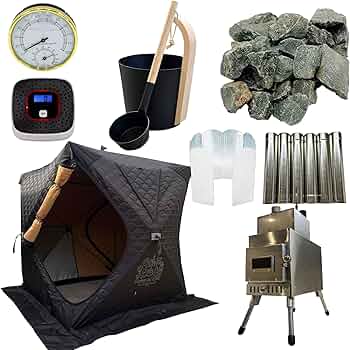 Amazon.co.jp: AMBER サウナテントミニ2, ポータブル薪ストーブ付き, 1