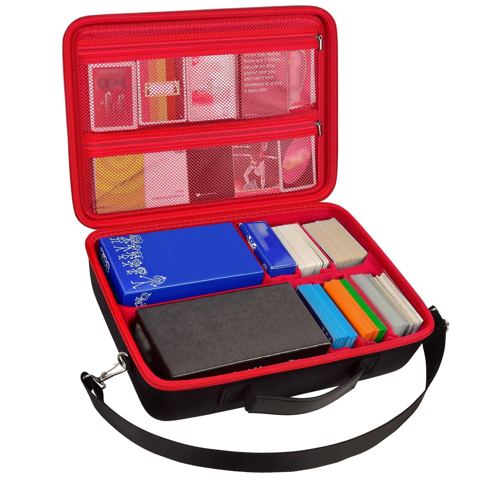 Trading Card Case Storage Box for 2700+ Cards. Deck Boxes for Card Games. Travel Organizer Holder Compatible with TCG/for Topps Baseball Sports/for C.A.H/for UNO/for MTG/for Yu-Gi-Oh -Red Zipper