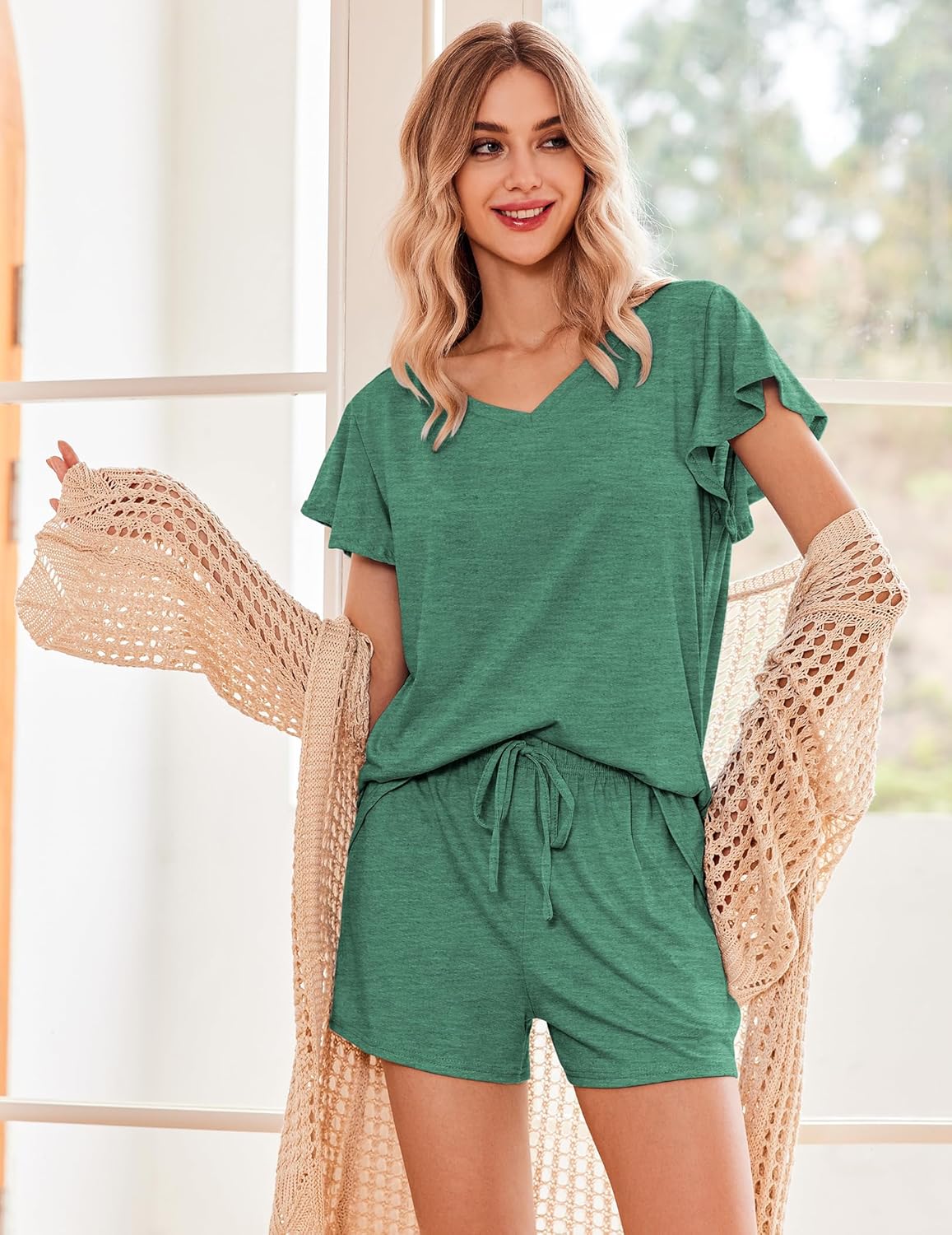 Clean Green Ruffle Pajamas Set