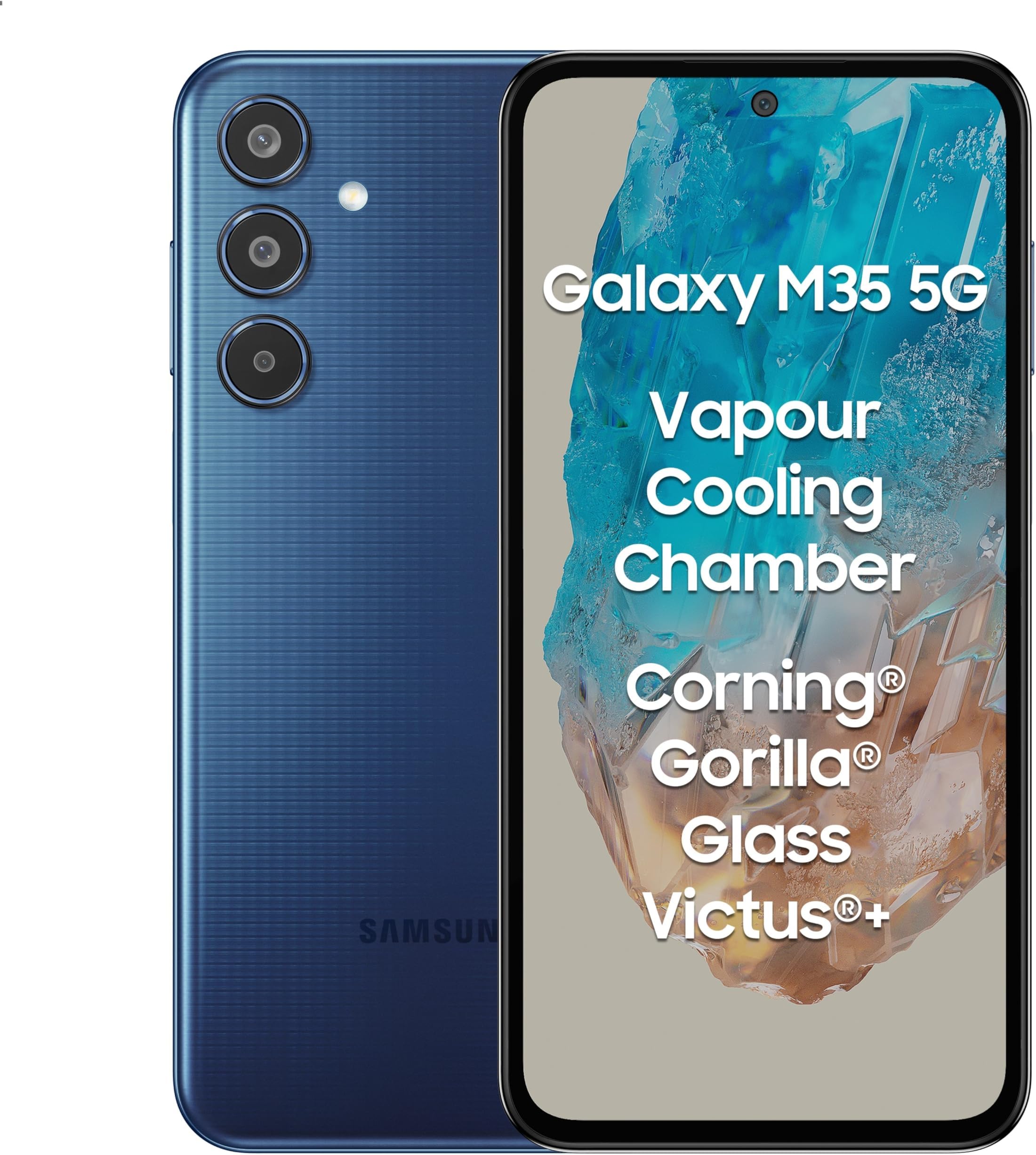 Samsung Galaxy M35 5G (Moonlight Blue,6GB RAM,128GB Storage)| Corning Gorilla Glass Victus+| AnTuTu Score 595K+| Vapour Cooling Chamber| 6000mAh Battery| 120Hz Super AMOLED Display| AI|Without Charger