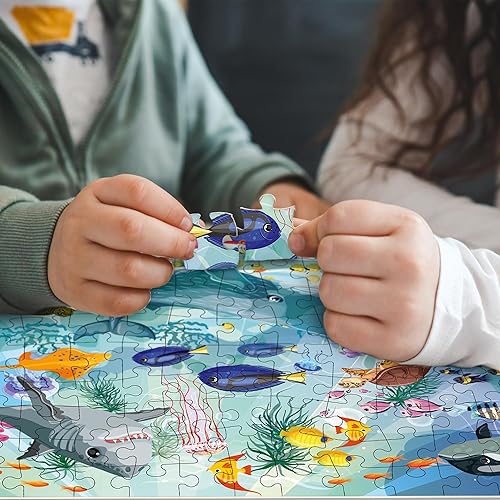 Miniatura 7 de QUOKKA Rompecabezas de suelo para niños de 8 a 10 años  3 x 150 piezas para niños de 4 a 6 años  Juguete para aprender océano, animales y vehículos