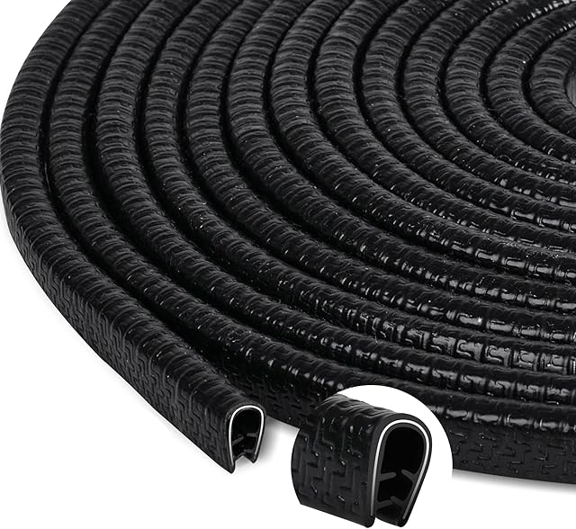 Car Door Edge Guard Protector Strips U Shape Rubber Car Door Seal Trim for Car Mental Edges Boat, Grip Range 1.0mm to 2.5mm (10m)