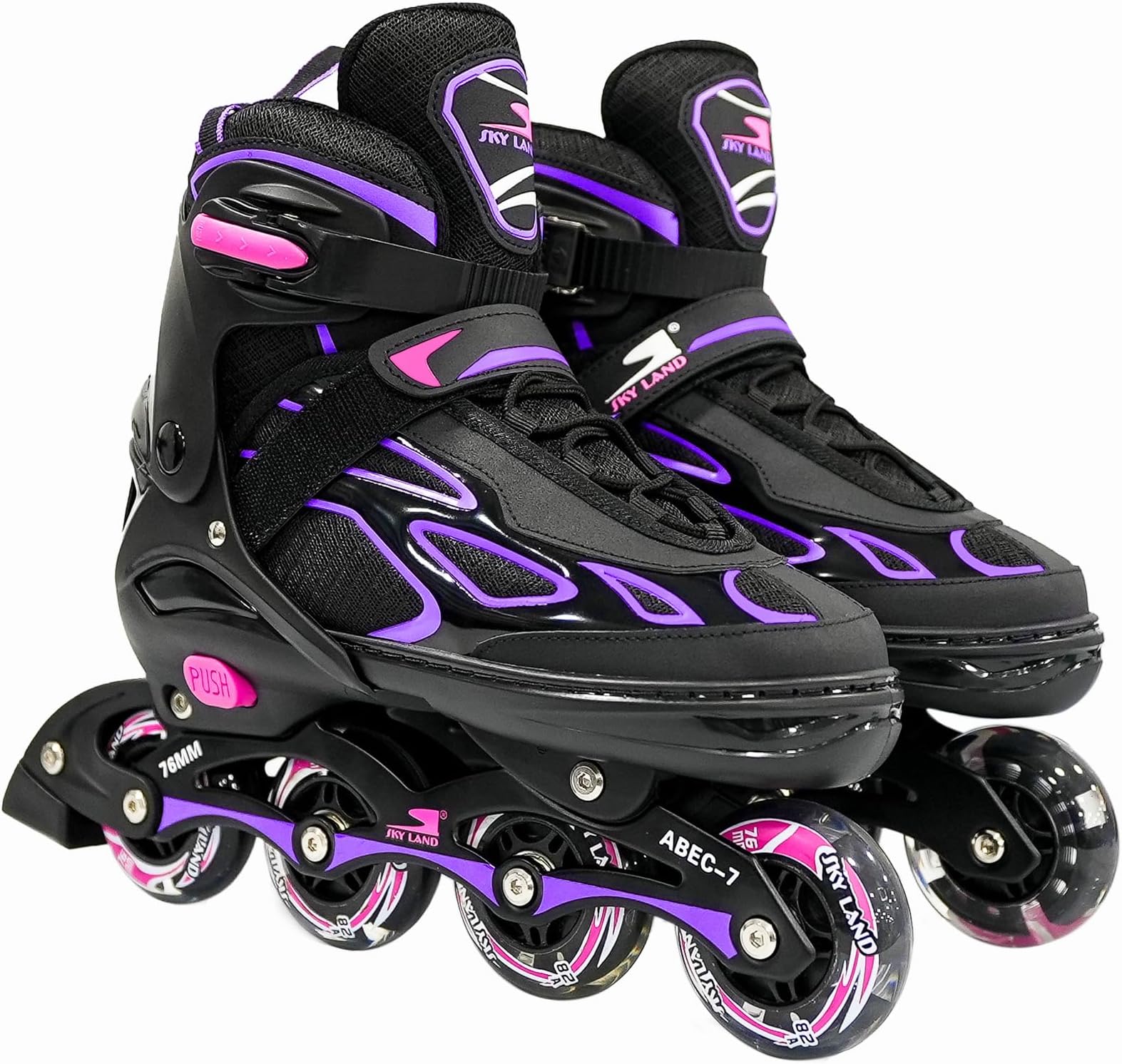 SKY LAND Professional Inline Skates with 8 Illuminated Wheels - Comfortable Roller Skates for Kids And Teens