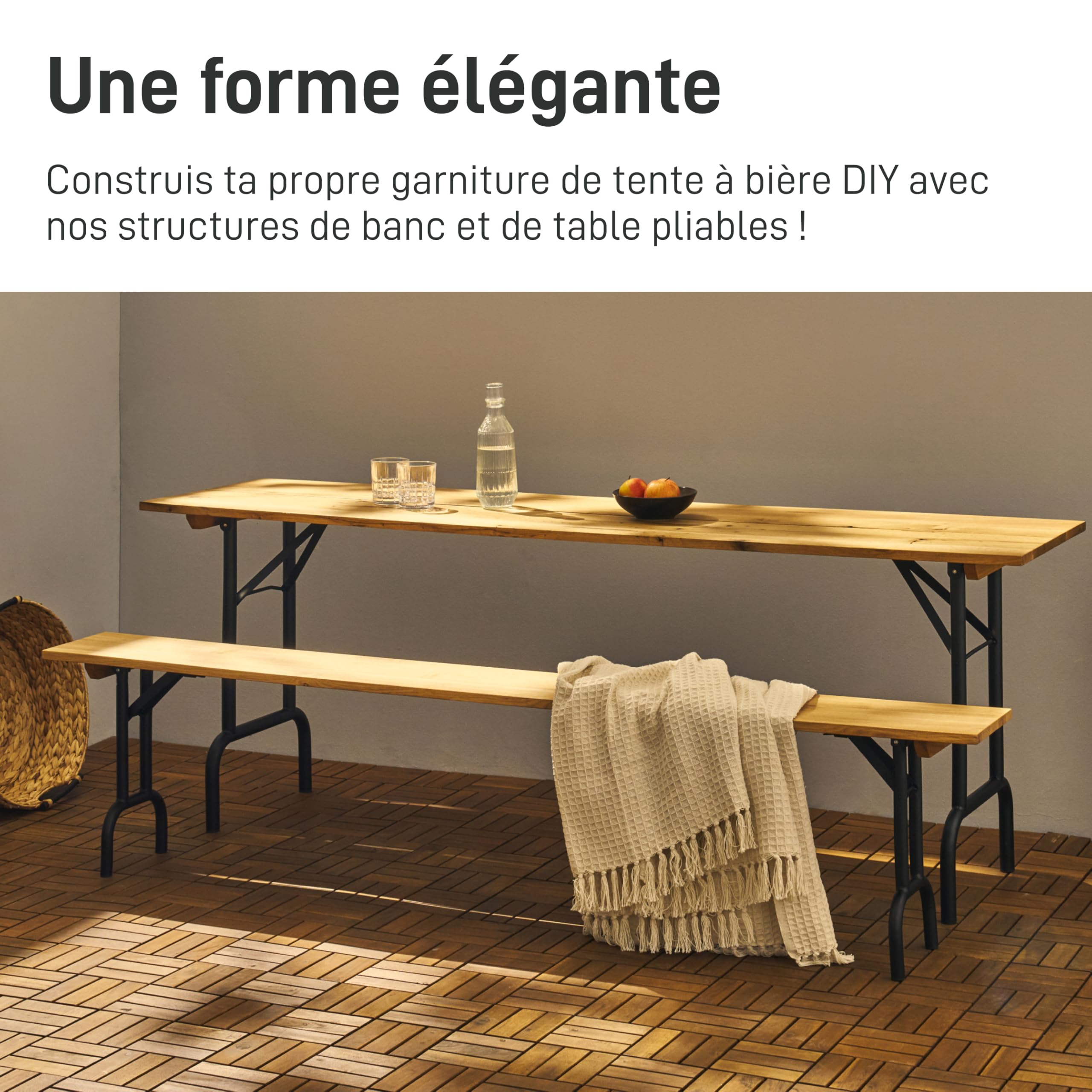 Natural Goods Berlin Lot de 2 pieds de banc pliables en métal vert pastel pour tente à bière (43 cm x 23 cm) – Pieds de banc pour banc à bière – Pieds de banc d'extérieur – Support de banc de jardin,