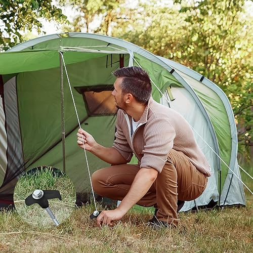 Miniatura 4 de Hicarer 20 estacas de 8 pulgadas para tienda de campaña de 8 pulgadas, estacas de metal roscadas estilo tornillo que brilla en la oscuridad para