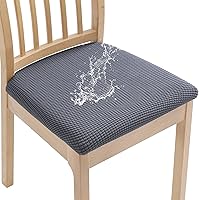 Vista 1 de Smiry Juego de 4 fundas de asiento impermeables para sillas de comedor, tela jacquard elástica, extraíble, lavable, protector de asiento, fundas