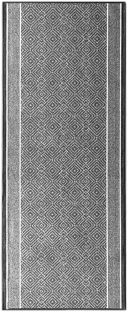 Tapis de couloir Olymp moderne à losanges argenté 80x300 cm - Polyamide durable