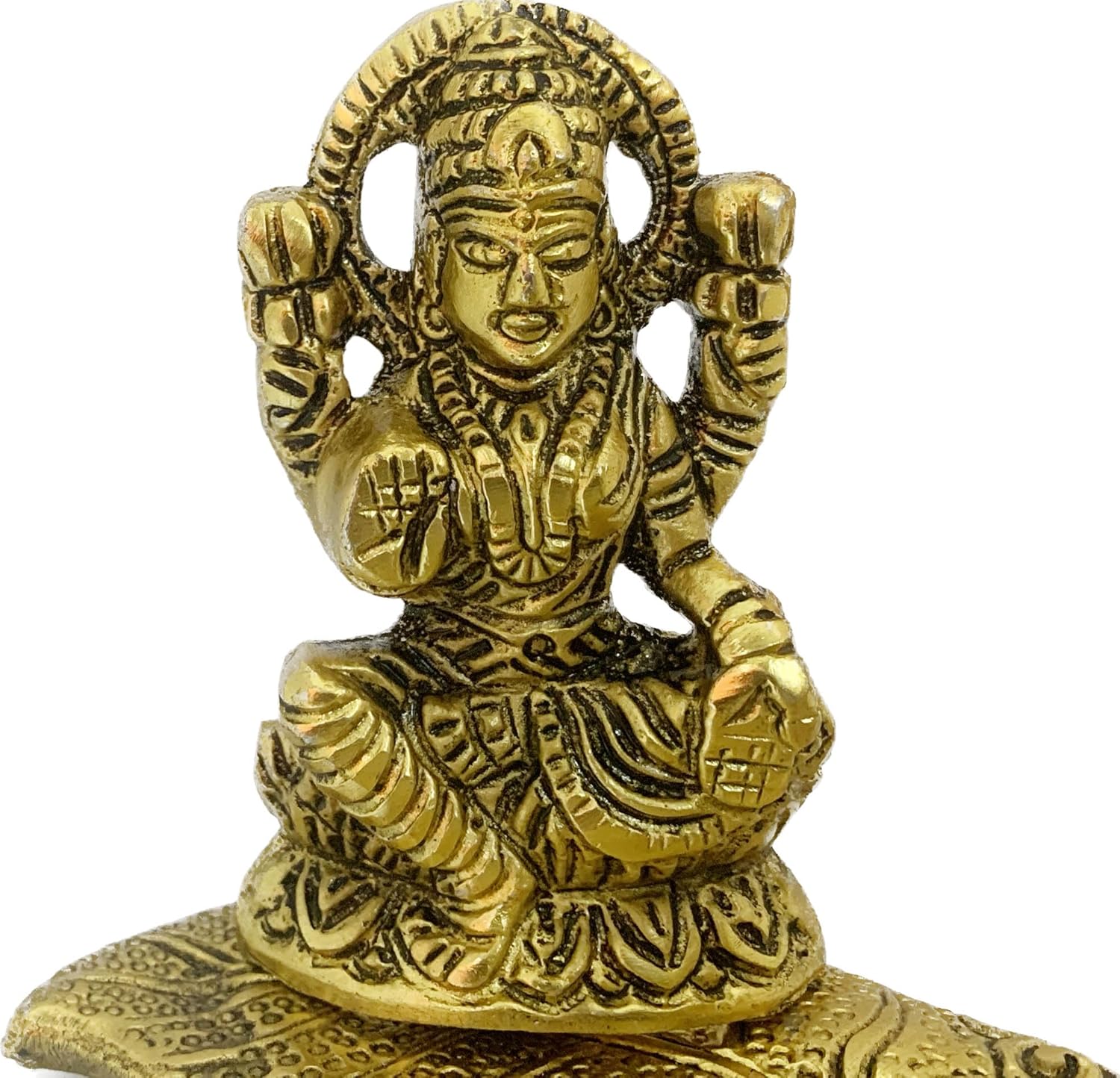 BEXCO Metal Laxmi Ganesh Saraswati Idol Diya Oil Lamp Deepak -8 in X 4 in X 4 in Metal Lakshmi Ganesha Showpiece Statue - Traditional Diya for Diwali Puja - Diwali Home Decoration Items Gifts