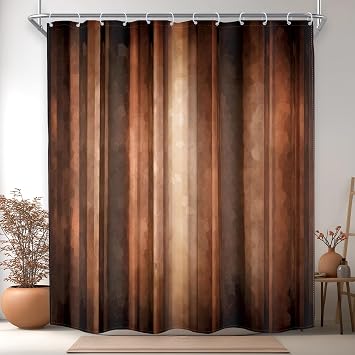 MESHELLY Brown Shower Curtain 72Wx84H Extra Long Rustic Rust Tan Burnt Orange Tan Bathroom Curtain Bronze Copper Vintage Modern Men Simple Bath Curtain Bathroom Accessories Decor with 12 Hook