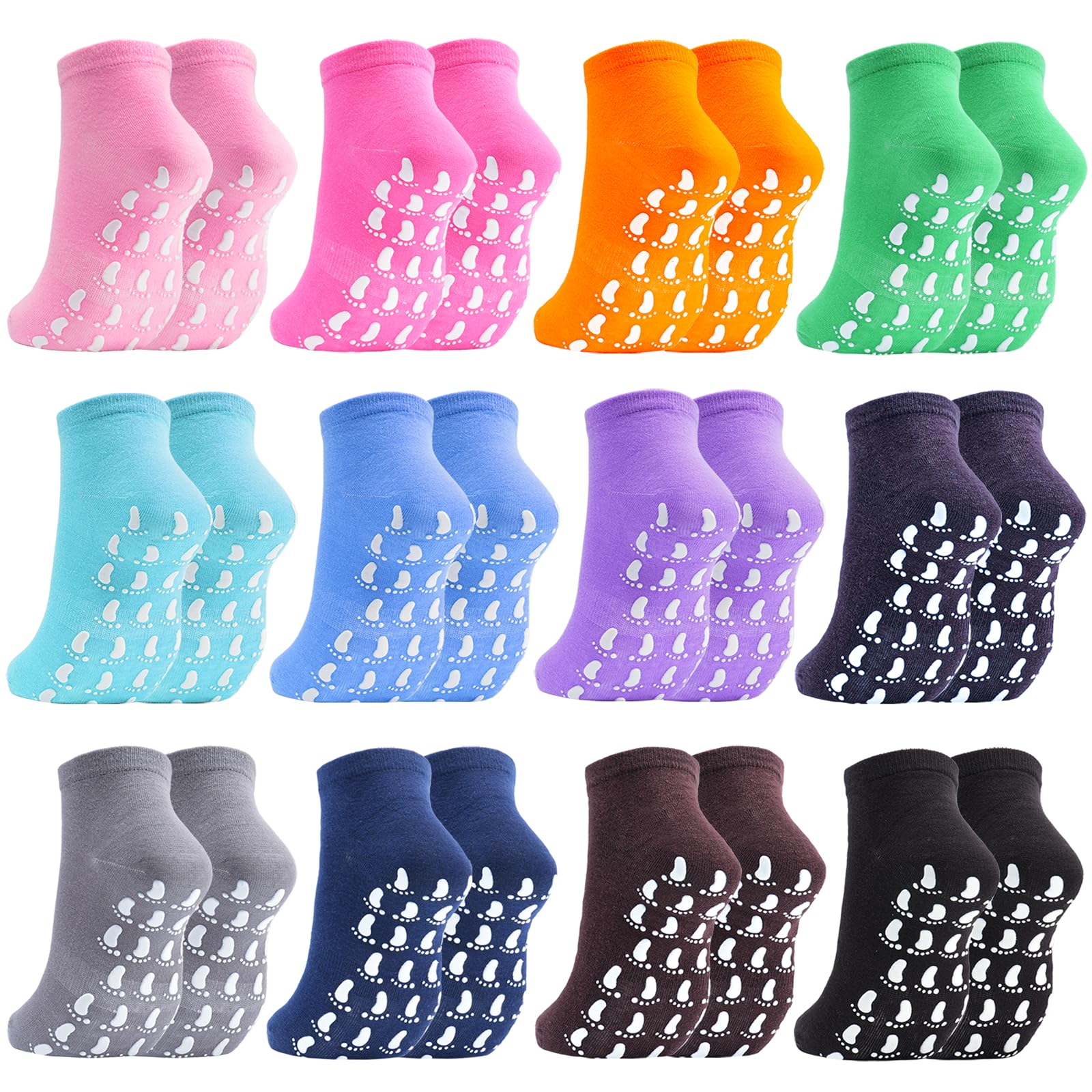 jeuhut Pilates Grip Socks for Women 12 Pairs Non Slip Yoga Barre Socks Sticky Hospital Socks Slipper Socks