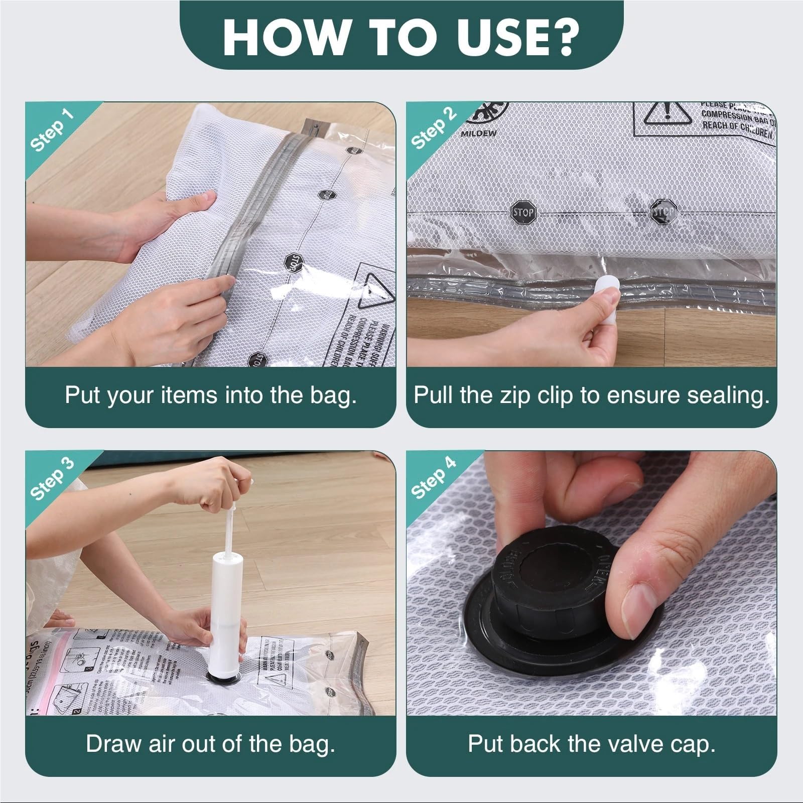 Kompressionsbeutel Platzsparende Taschen, komprimierte Aufbewahrung for Kleidung, Komfortartikel und Decken-Organizer für Gepäck(5PCS S(40X60cm))