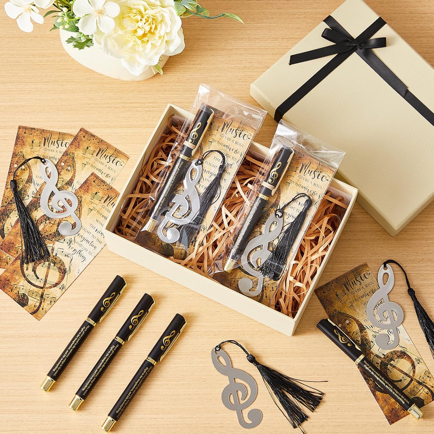 Spakon 36 Pcs Music Party Favors Bulk Gifts for Teacher Music Pens Symbols Bookmarks Cards Musical Awards for Choir Lover Club Awards Supplies - Image 5