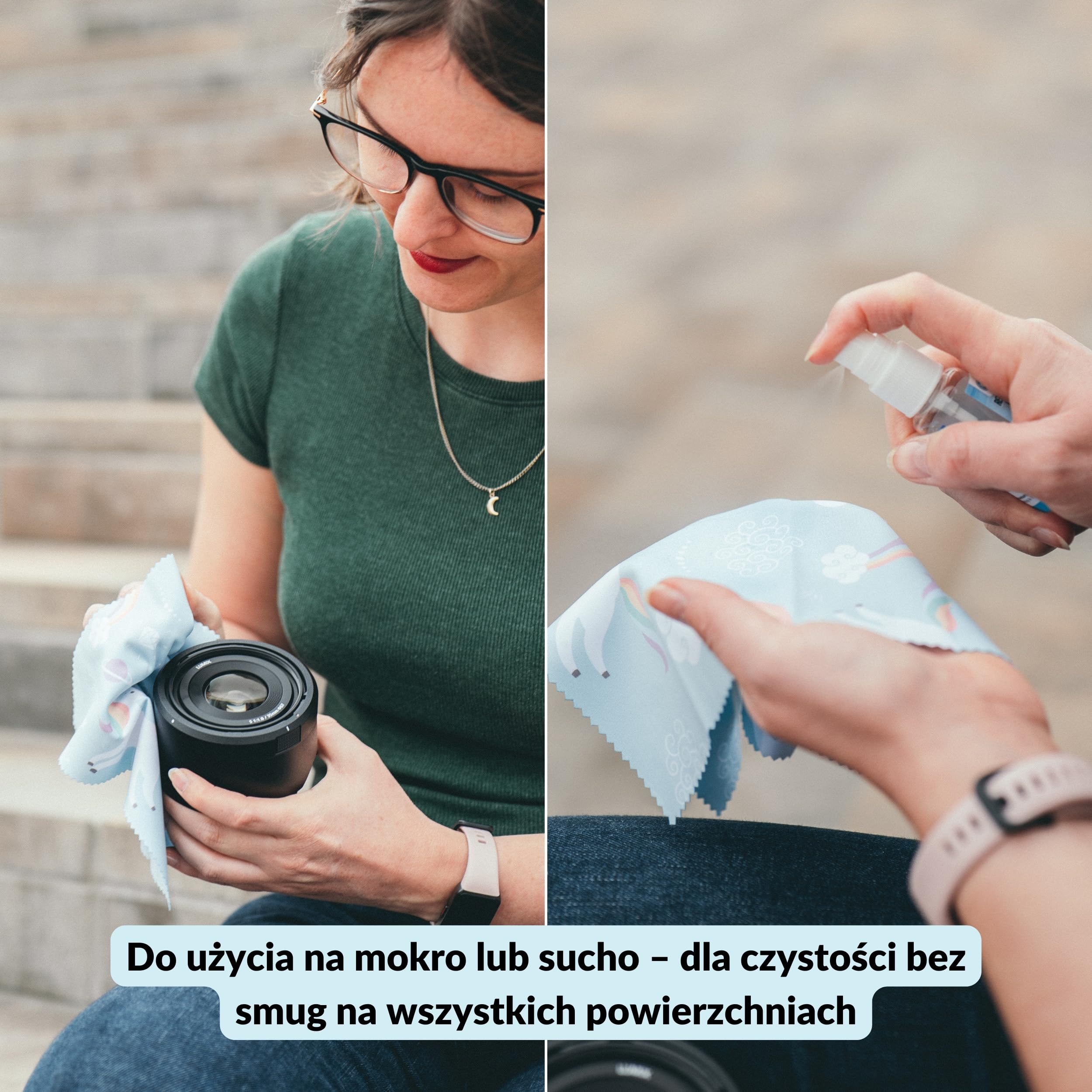 Lens-Aid Ściereczka do czyszczenia z mikrofibry o eleganckim wzornictwie: do aparatu, obiektywu, wyświetlacza i jako ściereczka do czyszczenia okularów (ściereczka z mikrofibry 20 x 20 cm)