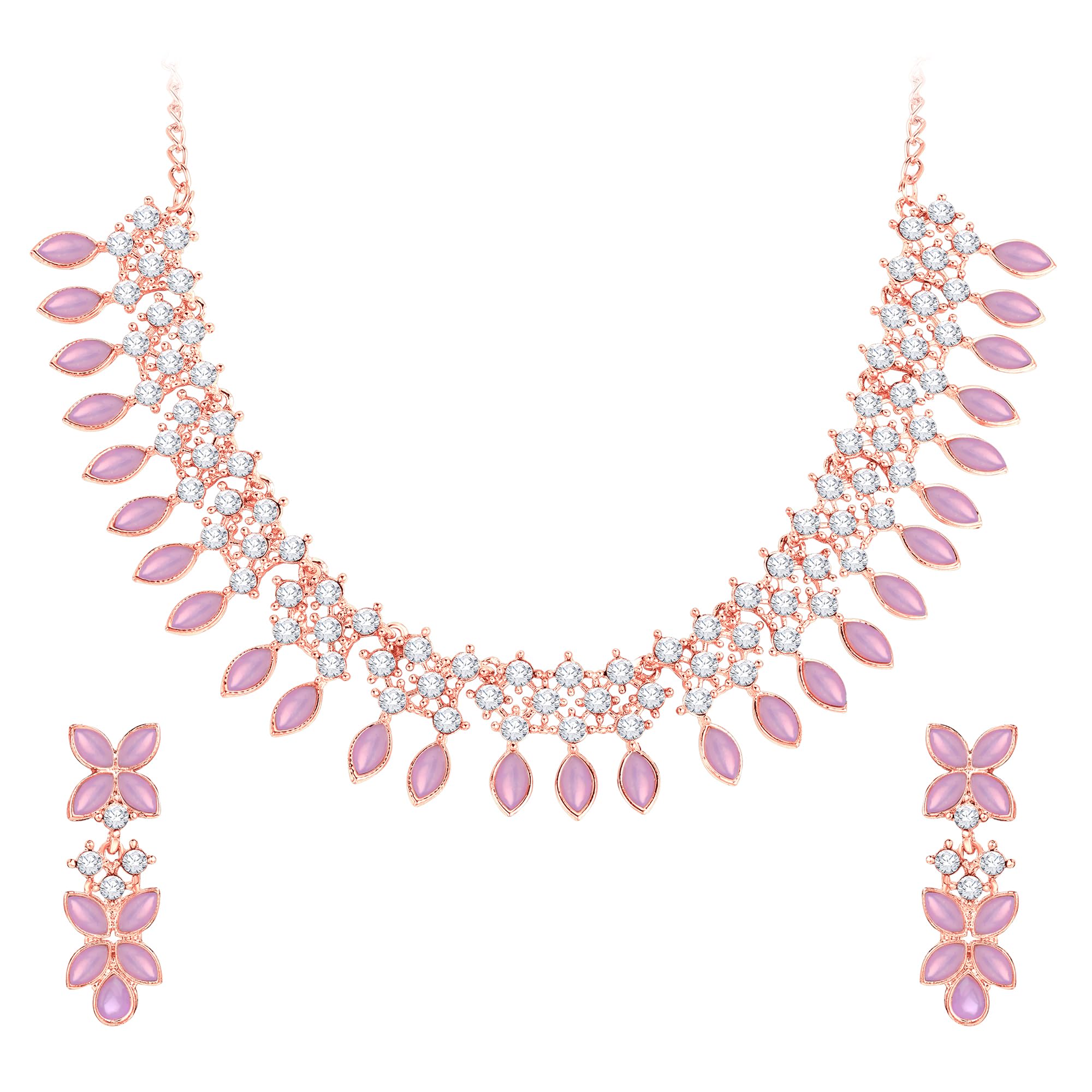 Atasi InternationalCrystal Necklace and Earrings Jewellery Set for Women | Perfect for Parties, Weddings, and Festive Occasions | Elegant Accessories for Her