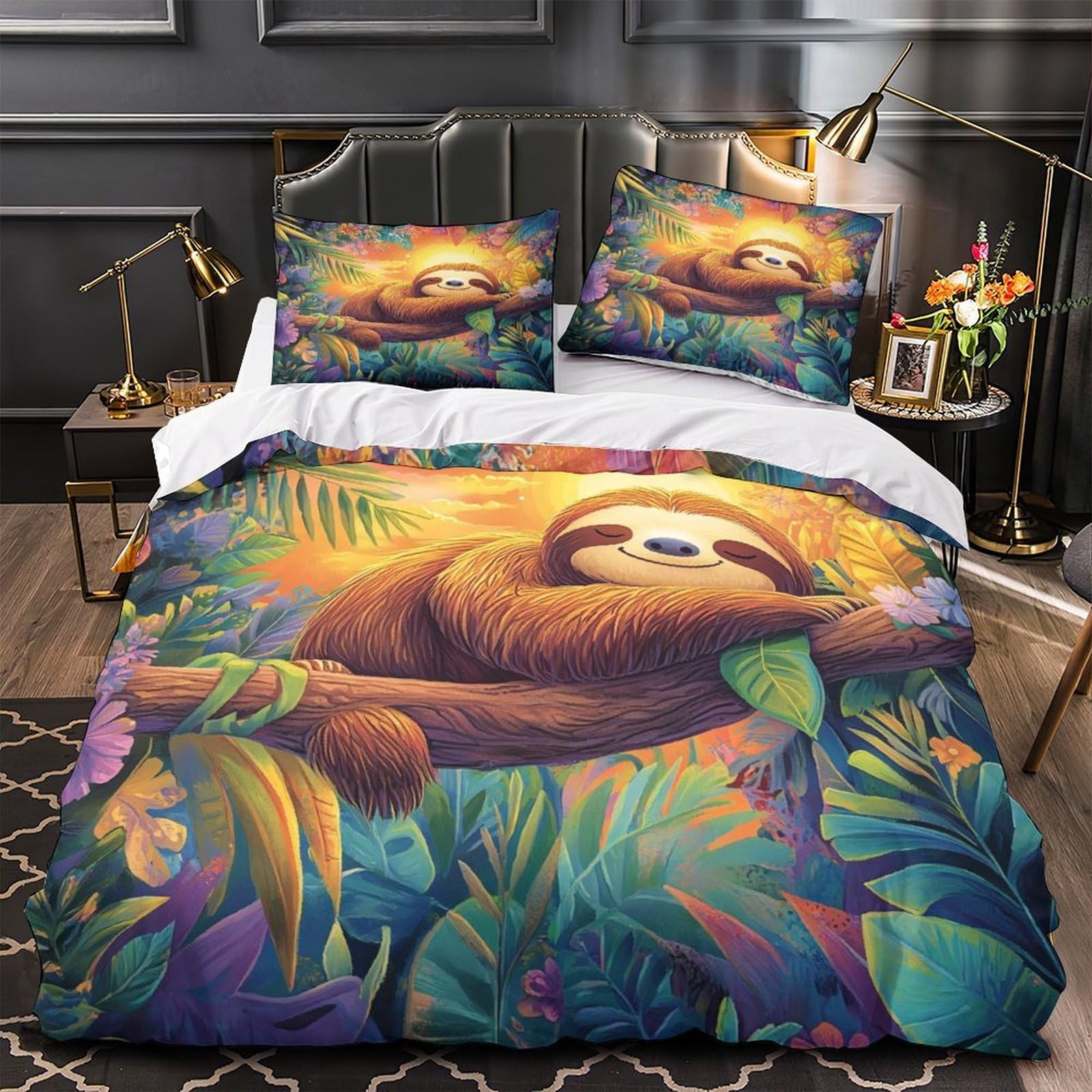 Housse de couette 200x200cm motif chien endormi pour une chambre d'enfant douce et apaisante