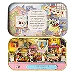 MAGQOO Miniature Dollhouse Kit Box Theater Kit Miniature Room Kit 3D DIY Wooden Doll House Kit with Furniture 1:100(Lucky Market)