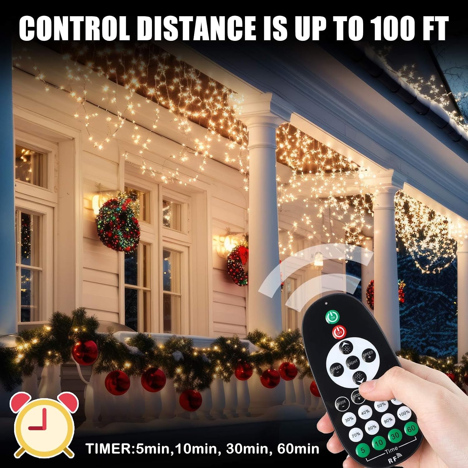 Rossesay Outdoor Dimmer for String Lights Christmas Light Controller Xmas Remote Control Outlet Remote Control Plugs for Lights Outdoor Christmas Decorations