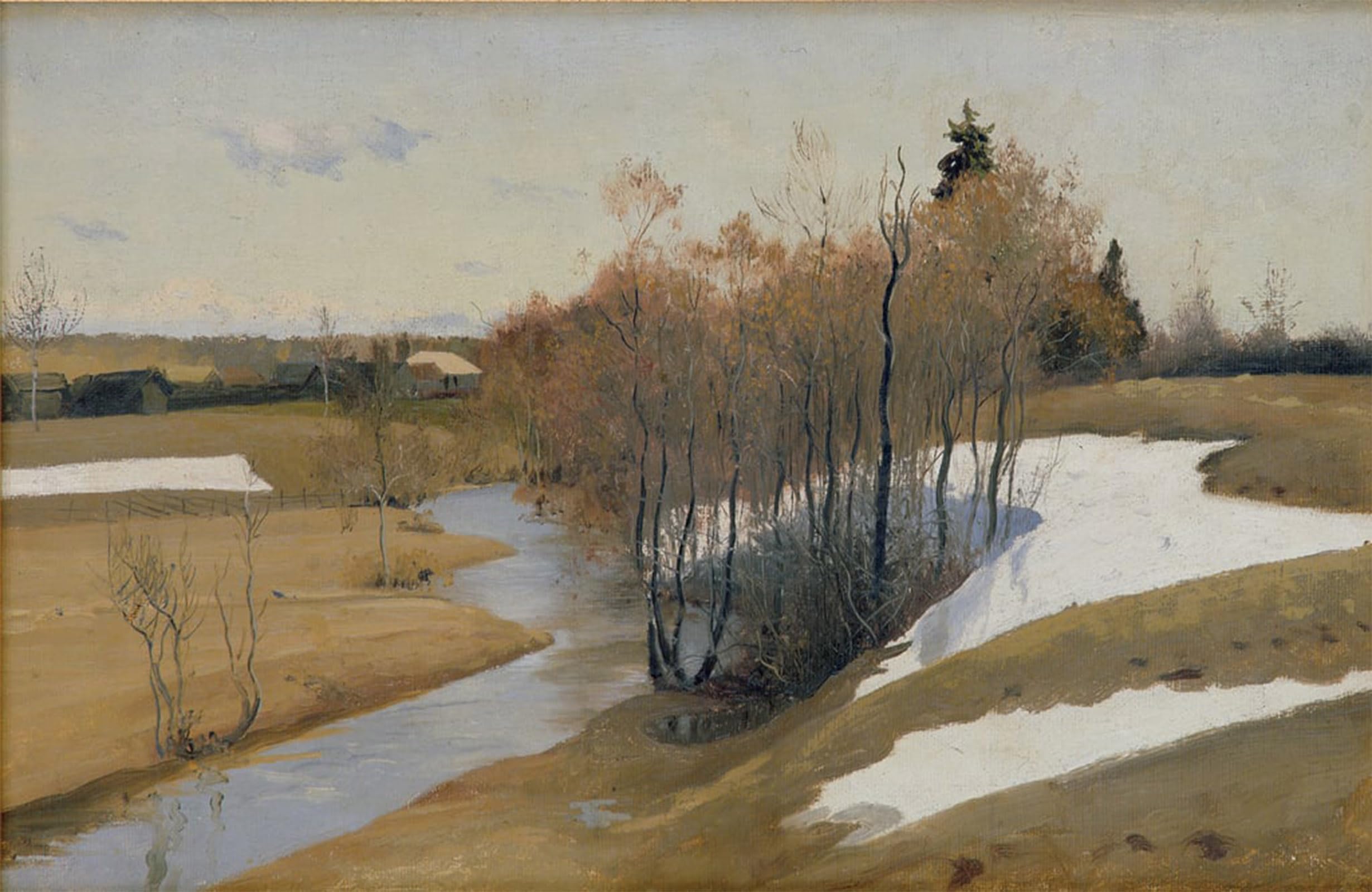 POSTERIIk Vintage Print Pop Art Landscape Artwork River Kordonka by Andrei Petrovich Ryabushkin Art Prints for Office Home Decor 60x90cm