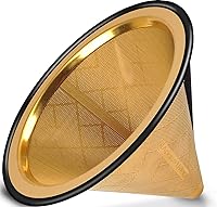 Vista 9 de Filtro de café compatible con Hario V60 - Gotero de café reutilizable de acero inoxidable con base de metal ancha - Filtro de café sin papel