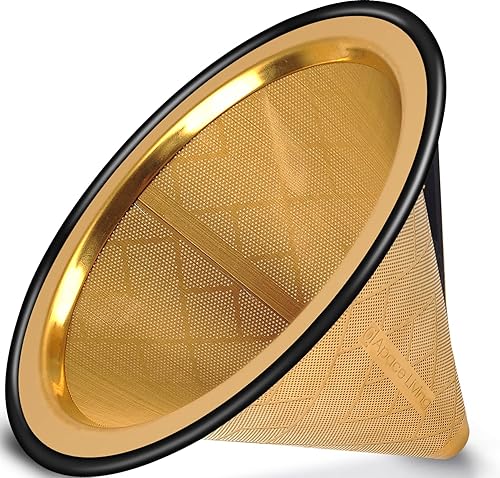 Chemex - Filtro de café compatible con Hario V60, base de metal ancha, reutilizable, de acero inoxidable, filtro de café sin papel para elaboración