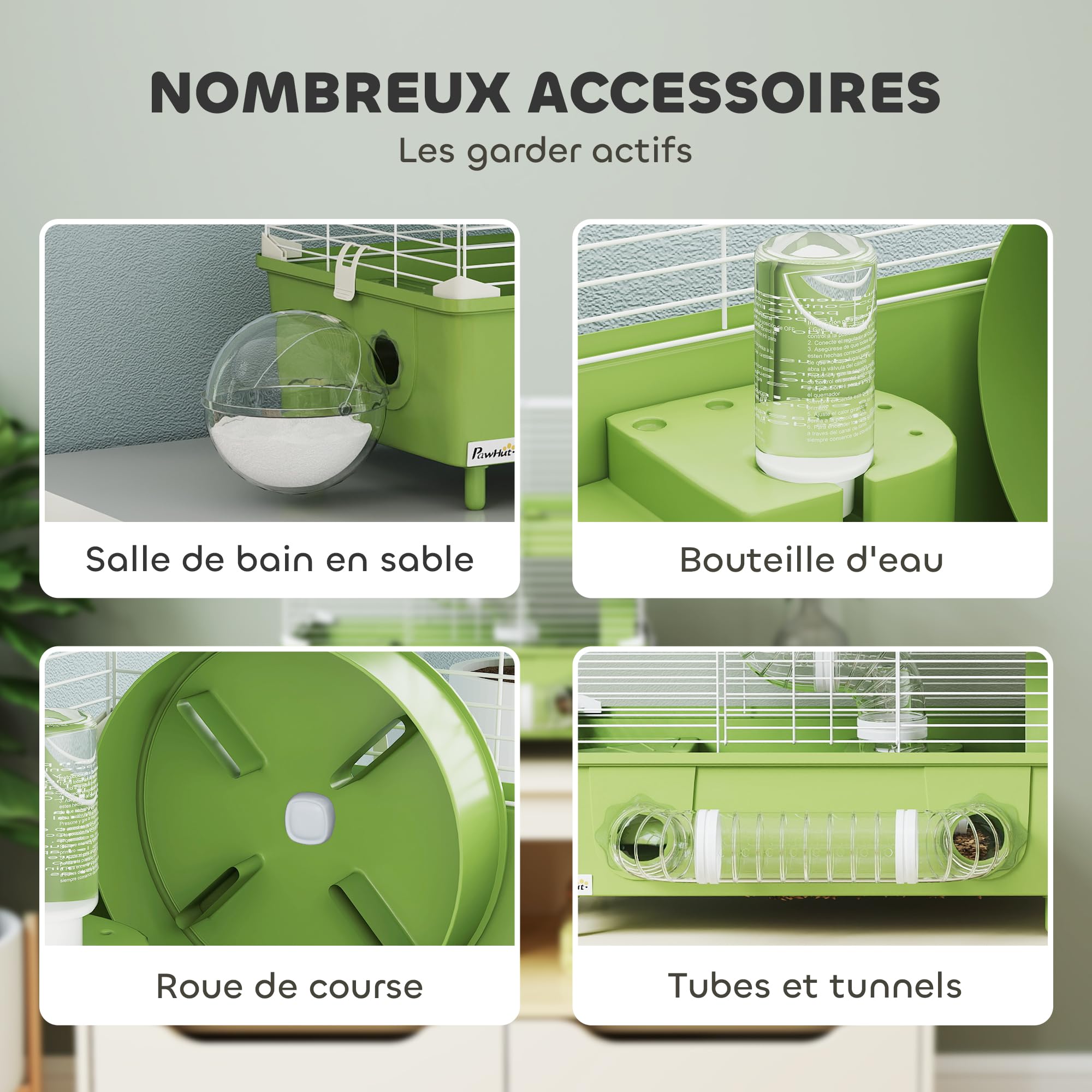 PawHut Klenterkäfg Hamsterkäfg Für Zwerghamster, 4-stufges