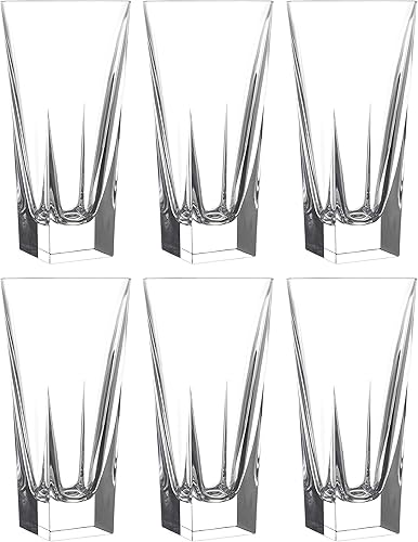 Barski Highball - Juego de 6 vasos Hiball - Cristal de cristal - Bellamente diseñado - Vasos para beber - para agua, jugo, vino, cerveza y cócteles