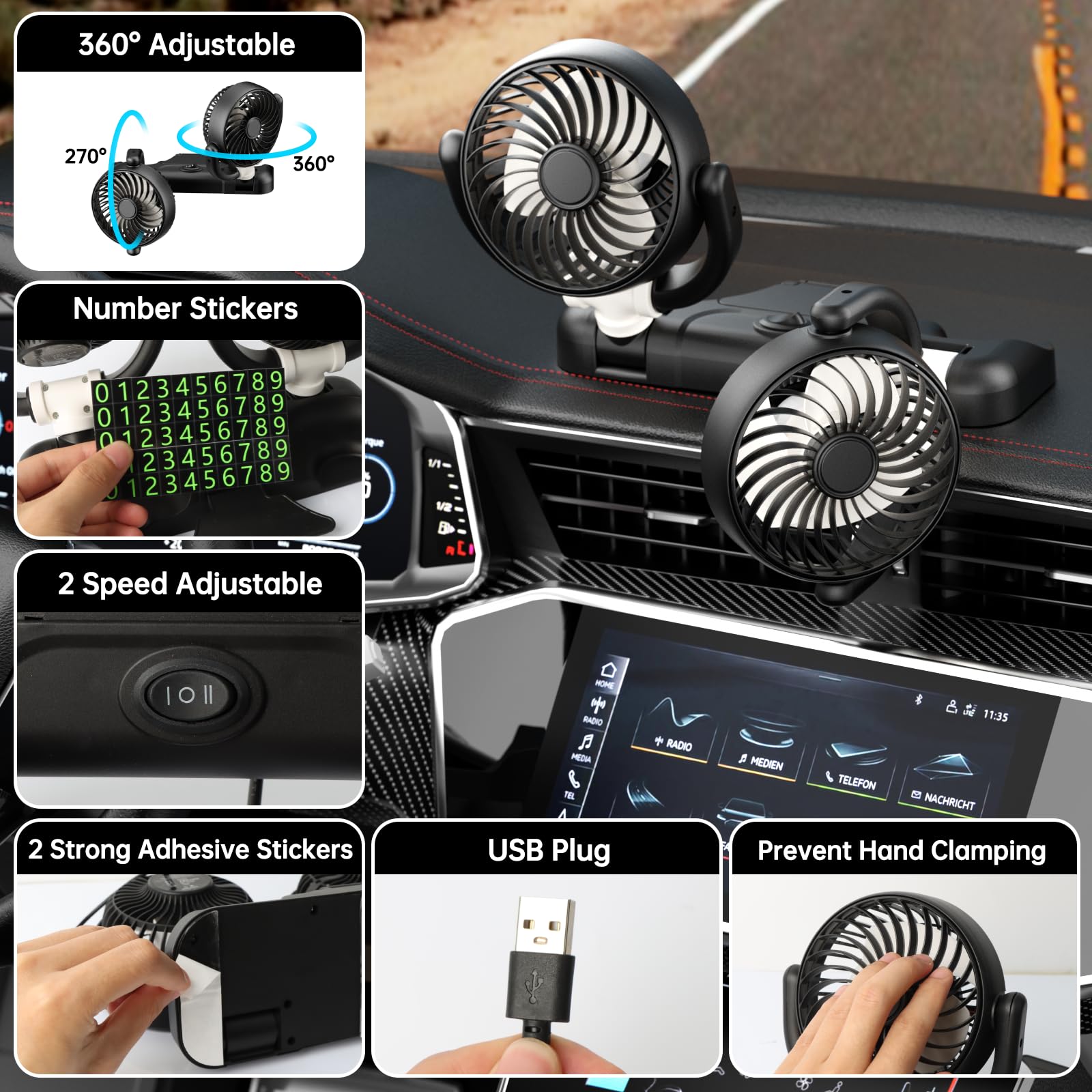 Auto ventilator-Autoventilator-auto koeler-auto airco usb-USB-koelventilator voor de