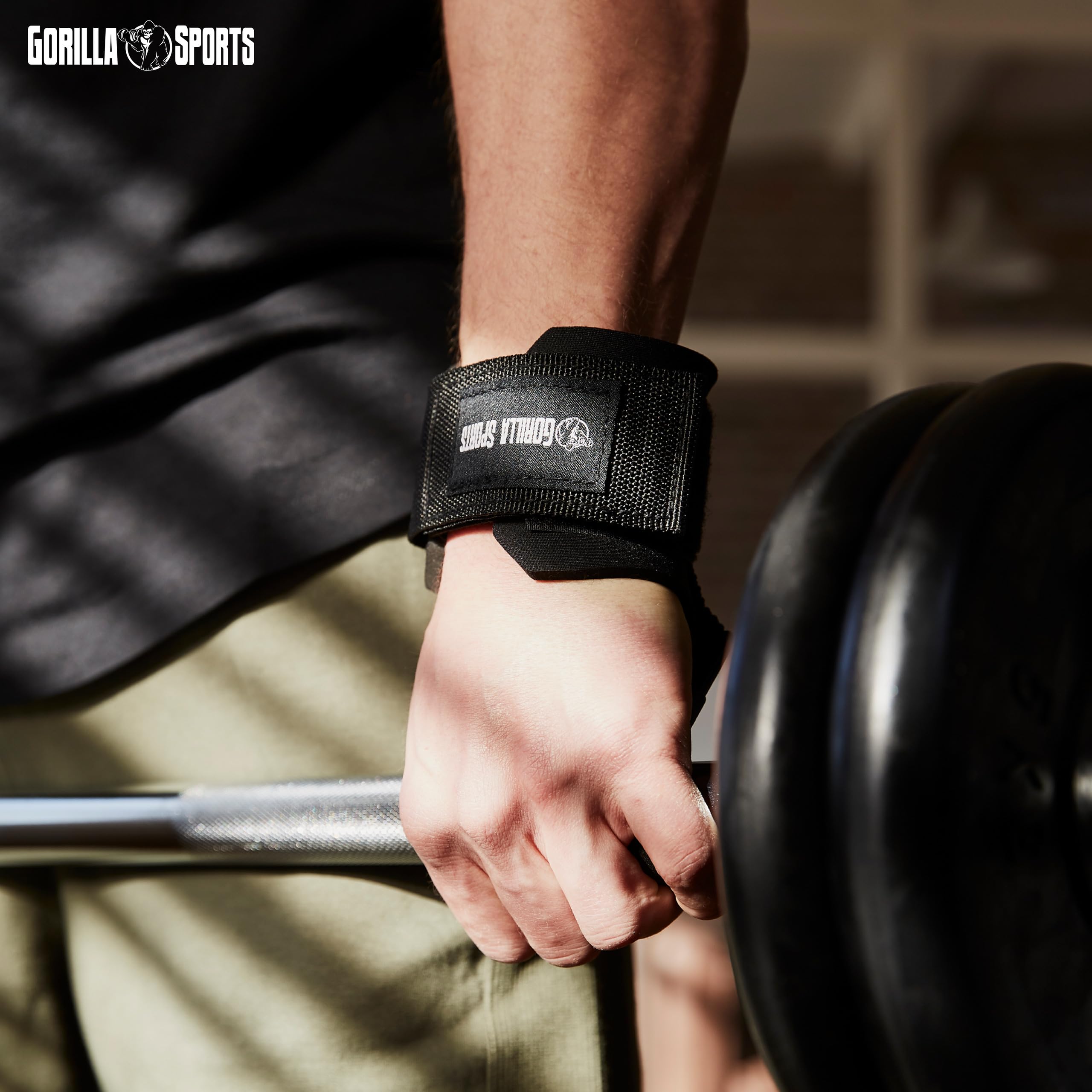 Gorilla Sports® Ganci Palestra - 2 Pezzi, Imbottita 7 mm, Neoprene e Schiuma - Polsiere con Gancio, Guanti Palestra, Supporto Polso, Fasce Polsi, Cinghie per Sollevamento Pesi, Allenamento, Fitness