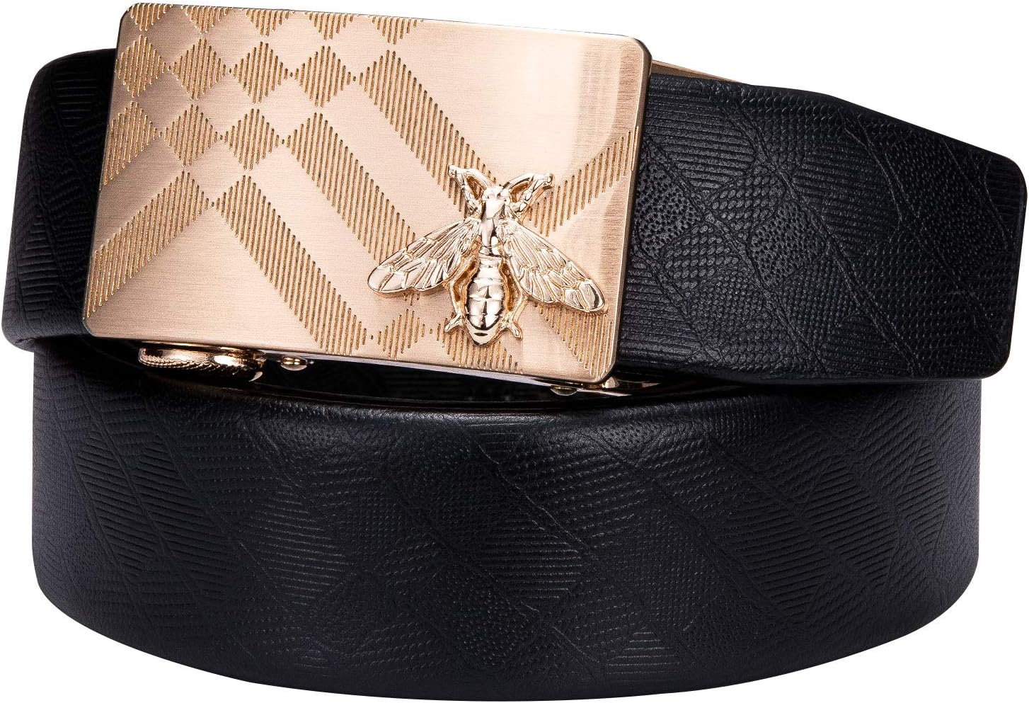 Barry.Wang Ratchet Belt 3 Buckles Gift Set Mens Belts Grain Leather Automatic Buckle 1 3/8" Father's Day Business Wedding - Image 6