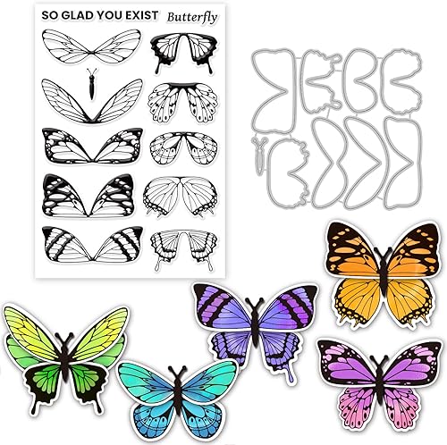 Miniatura 8 de ORIGACH Sellos y troqueles de mariposa 3D para hacer tarjetas, álbumes de recortes, álbum decorativo