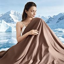 Cooling Comforter Queen Size,Double-Sided Brown Cooling Blanket for Hot Sleepers,Q-Max 0.45 Soft Breathable Silky Smooth Lightweight All Season Summer Comforter Brown, Queen/Full