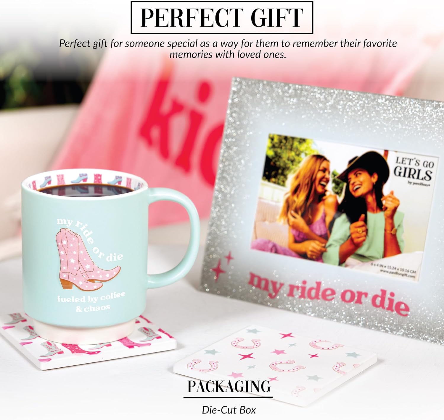 Pavilion Gift Company - Ride or Die - 6.75" Photo Frame Western Sparkle Picture Friend Friendship Bestie Home Desk Decor image 3