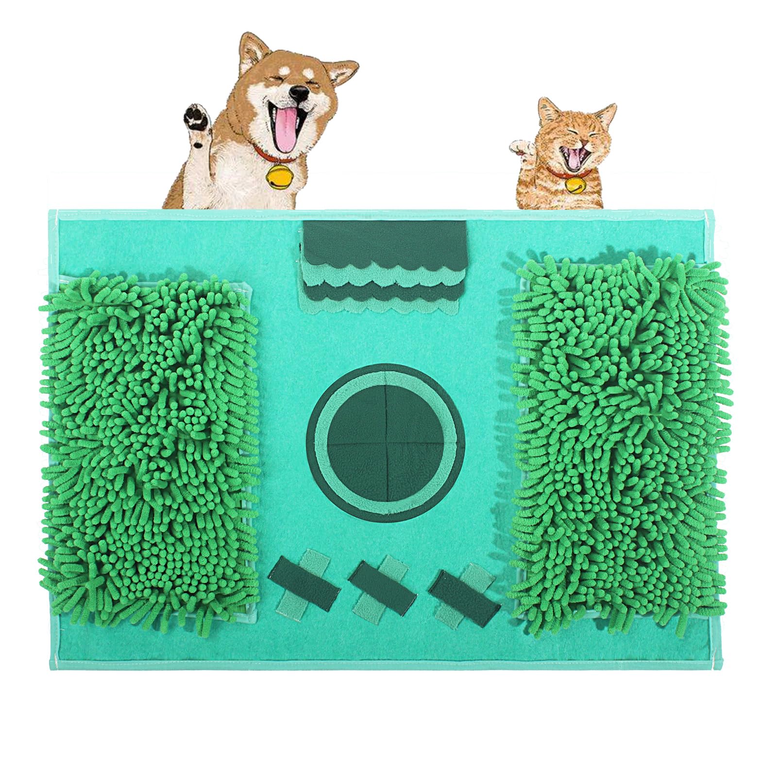 Snuffle Mat for Dogs, Cats and Rabbits ，15.75" x 23.62", Puppy Toys for Boredom and Stimulating, Dog Puzzle Feeder Encourages Natural Foraging Skills and Stress Relief(Green)