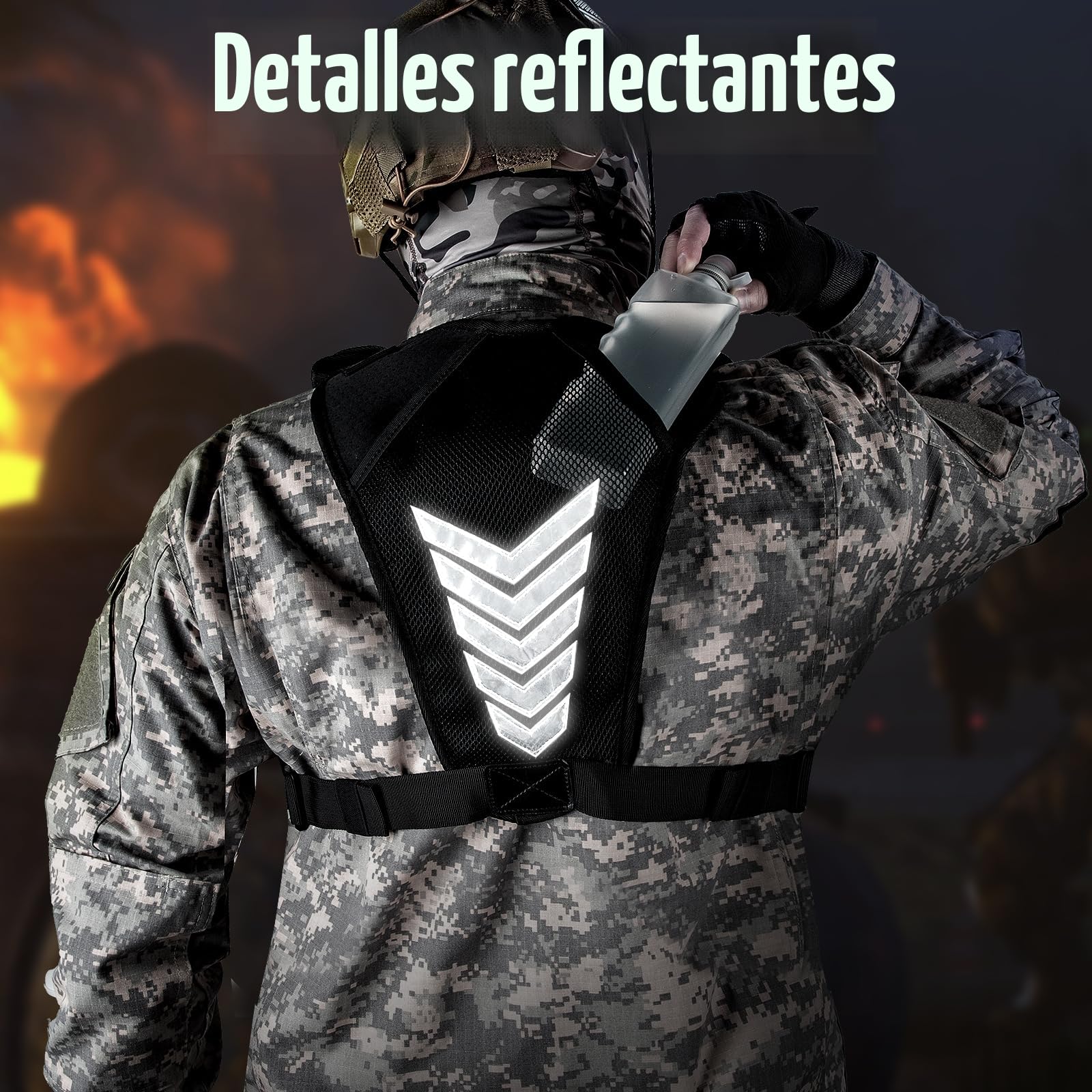 Jueachy Táctico Chaleco Runing Hombre: Chaleco Reflectante Rápida Liberación - Bolsa de Pecho Multifuncional Mochila Hidratación Running Vest para Correr Entrenamiento Senderismo Ciclismo