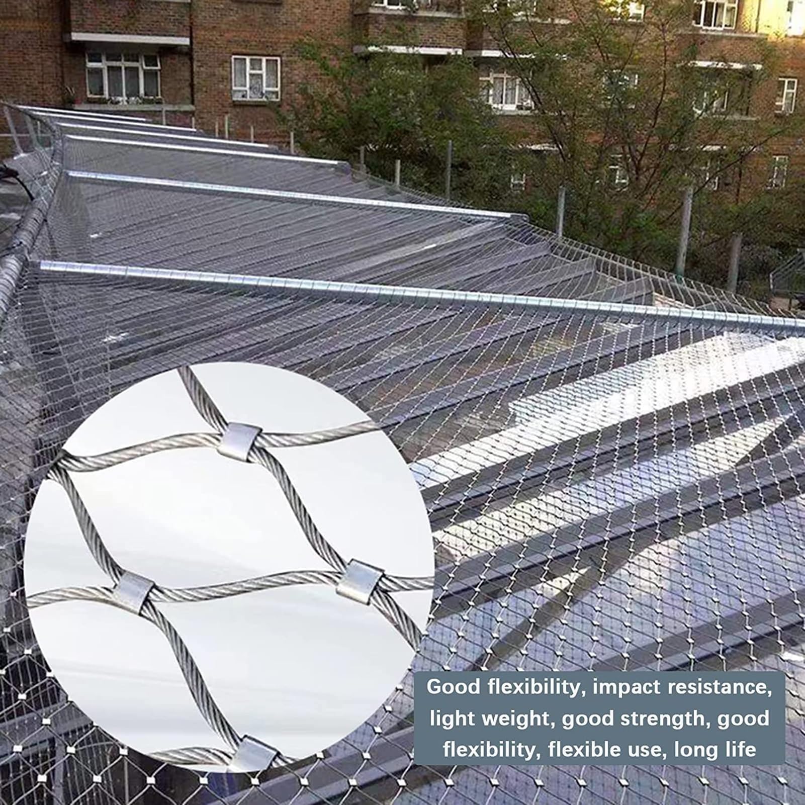 304 Malla de Cuerda de Acero Inoxidable, Malla Protector Acero | Protección de Seguridad para Balcones para Jardín, Casa, Balcón, Escalera; Alta Resistencia Tracción(2x6m)