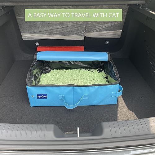 Miniatura 5 de PetLike Caja de arena de viaje para gatos, caja de arena portátil a prueba de fugas, bandeja de inodoro plegable para gatos pequeños y medianos