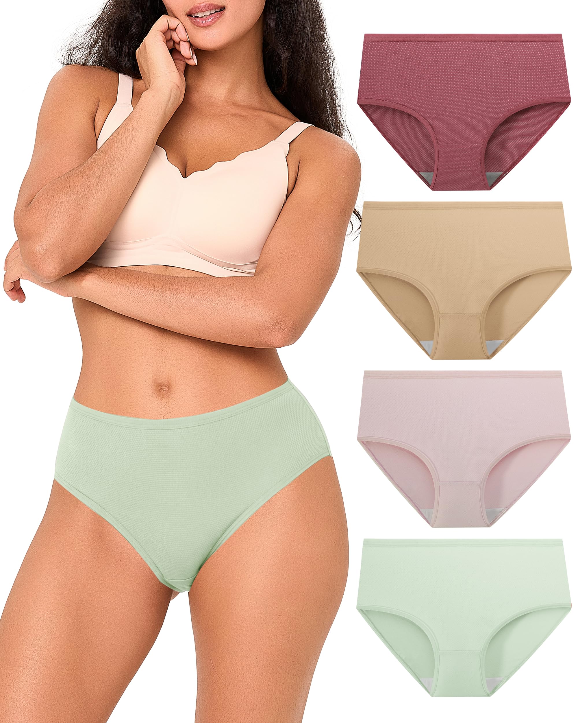 BAMBOO COOL Womens Underwear Breathable Mesh Moisture-Wicking Briefs, Soft &amp; Lightweight Panties