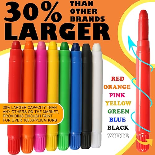 Miniatura 6 de Jim&Gloria Kit de pintura facial a base de agua con plantillas, 8 grandes kit de pintura facial profesional para fiestas de niños, pintura facial de