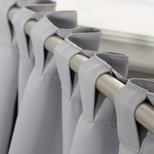 Miniatura 5 de Paneles de cortinas oscurecedoras y térmicas Best Home Fashion con lengüeta trasera y dobladillo para la barra de cortina (juego de 2)