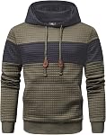 JMIERR Men's Hoodies Waffle Sweatshirt with Pocket Casual Long Sleeve Outdoor Drawstring Pullover Sweaters
