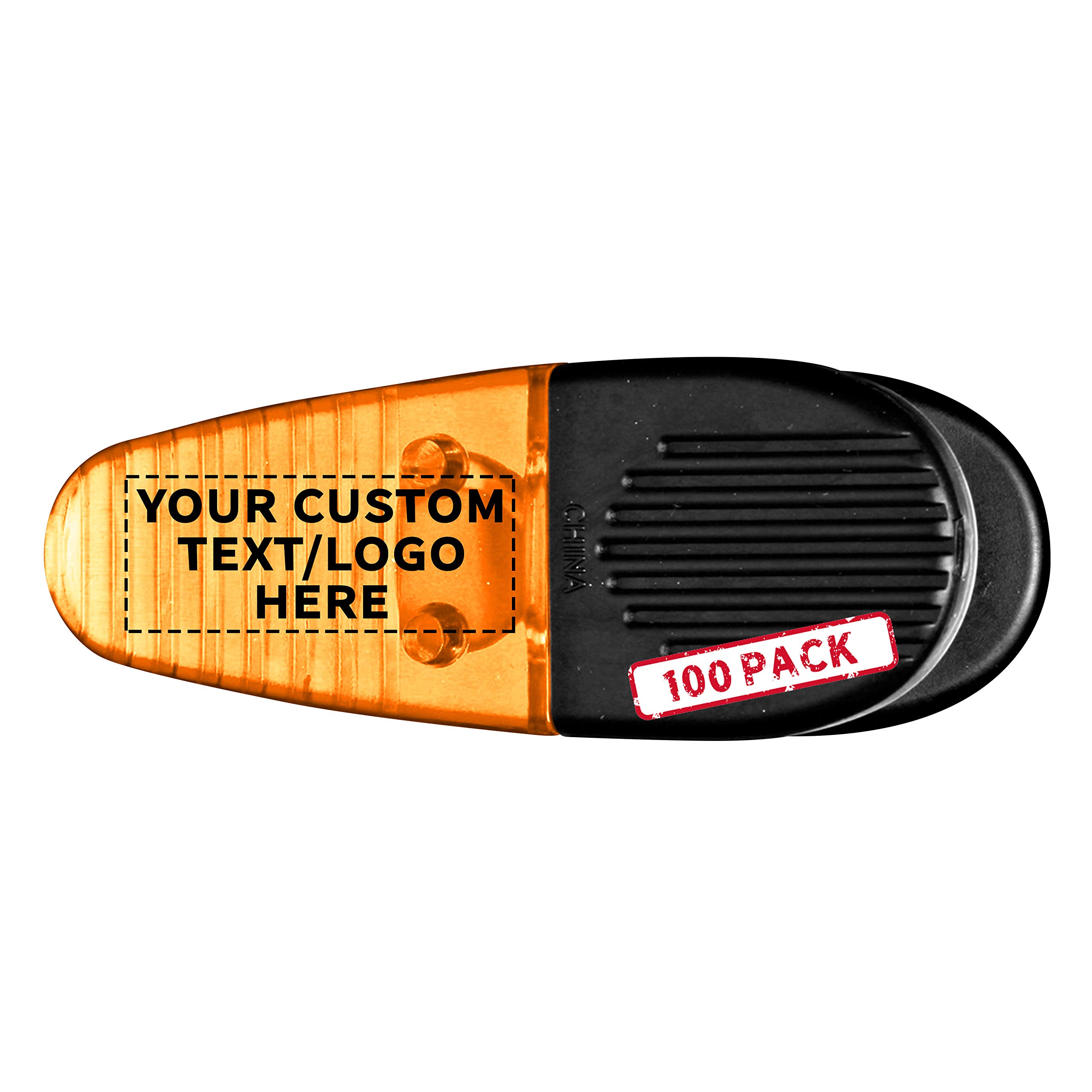 100 Magnetic Memo Holders Set - Customizable Text, Logo - Large Clip, Plastic - TOrange