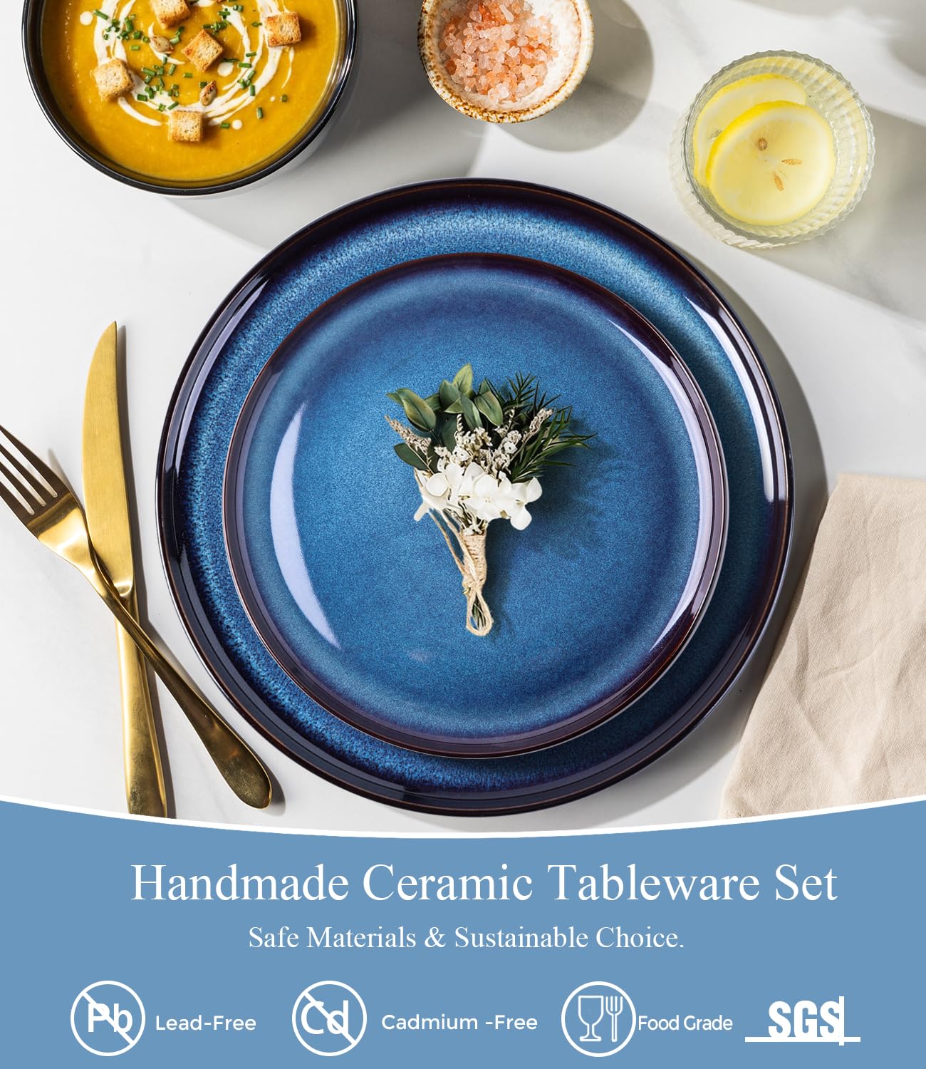 Amazon.com | LERATIO Ceramic Dinner Plates Set of 6,10.5 Inch