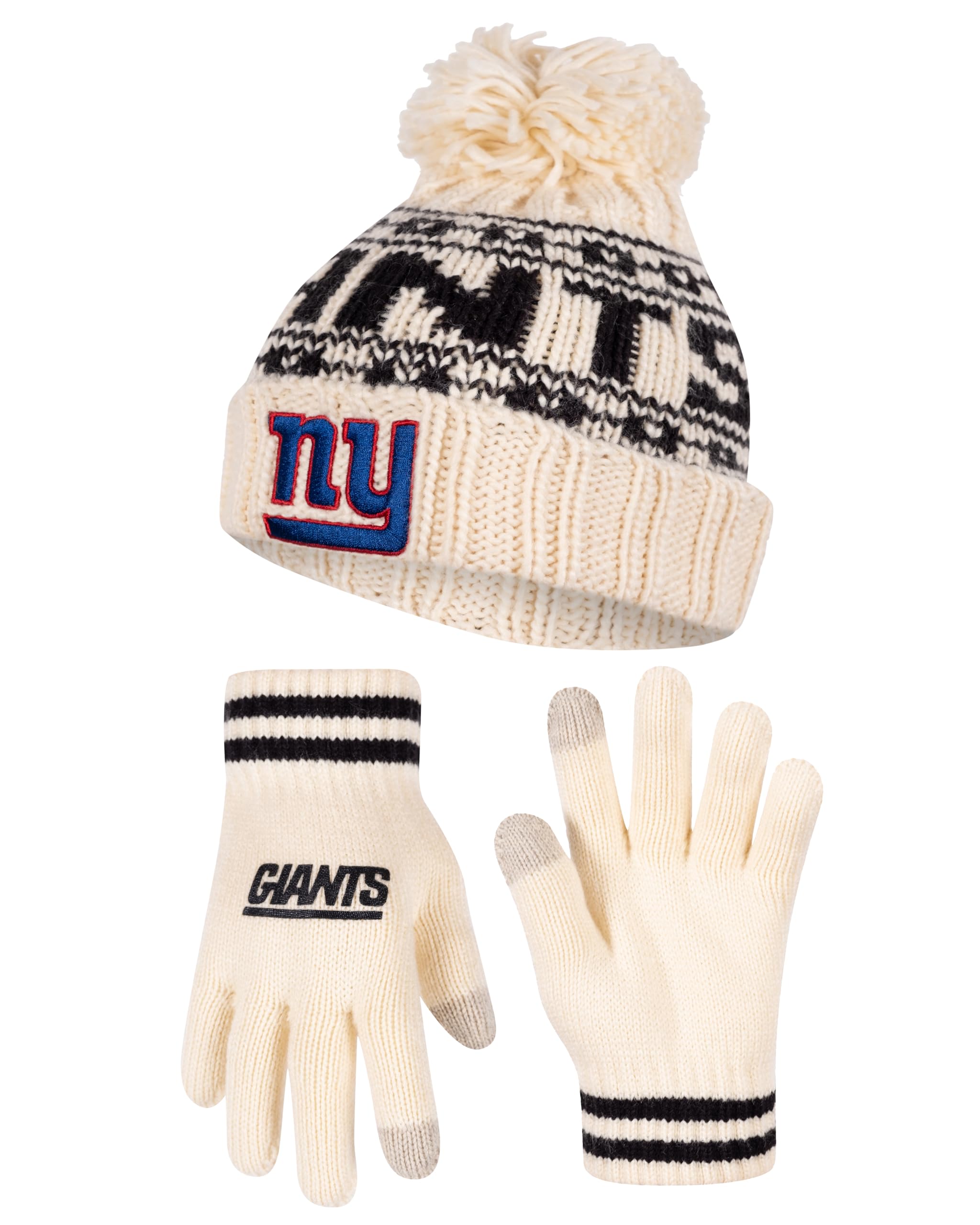 Adults NFL Official Super Soft Cable Knit Winter Beanie Knit Hat with Warm Touch Screen Gloves