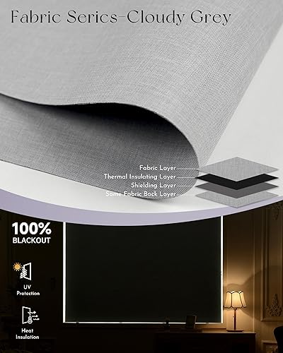 Miniatura 5 de Graywind Persianas enrollables motorizadas compatibles con Alexa y Google, persianas opacas inteligentes con control remoto de tela de triple