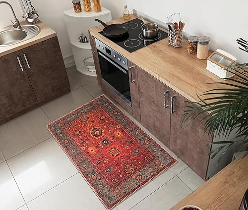Keen Home Design Alfombras lavables a máquina con parte trasera antideslizante, ideal para pasillo, sala de estar, dormitorio, cocina y lavandería,