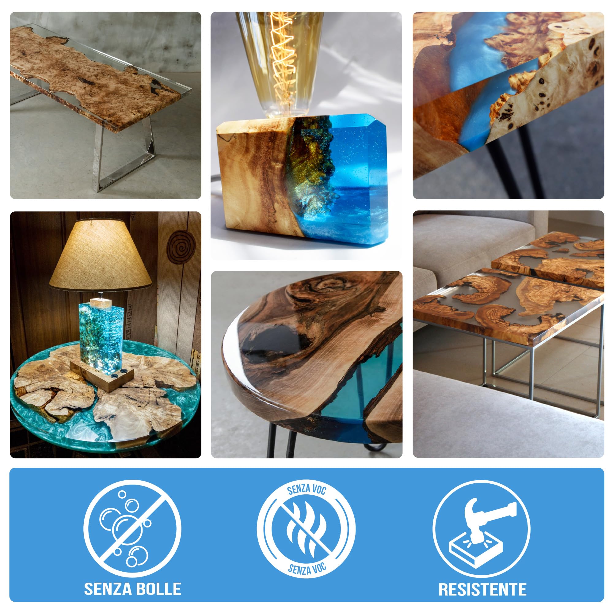 EPODEX Resina Epossidica PRO+, Resina epossidica trasparente kit: cristallina per colate fino a 5cm, per river table, lampade, stampi alti e grandi progetti in resina, CLEAR - Transparent - 12kg