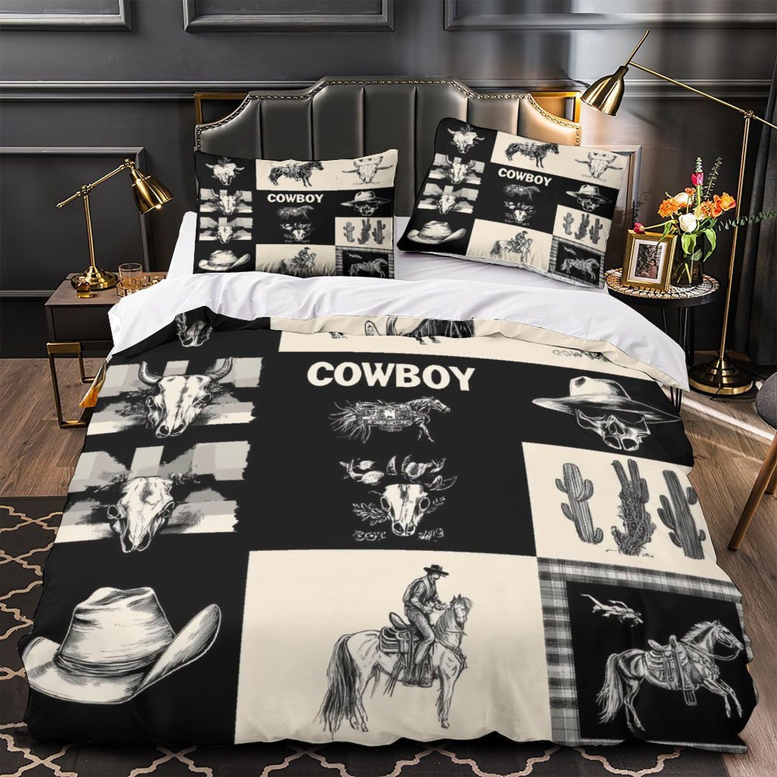 Housse de couette cowboys ultra douce parure de lit hypoallergique pour peau sensible enfant